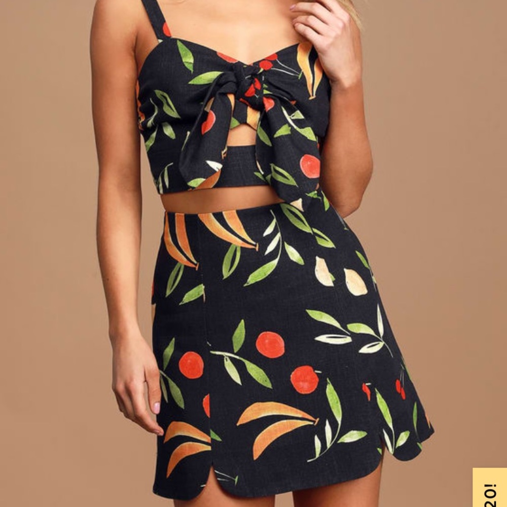 Finders Keepers Calypso Fruit Print Skirt Set